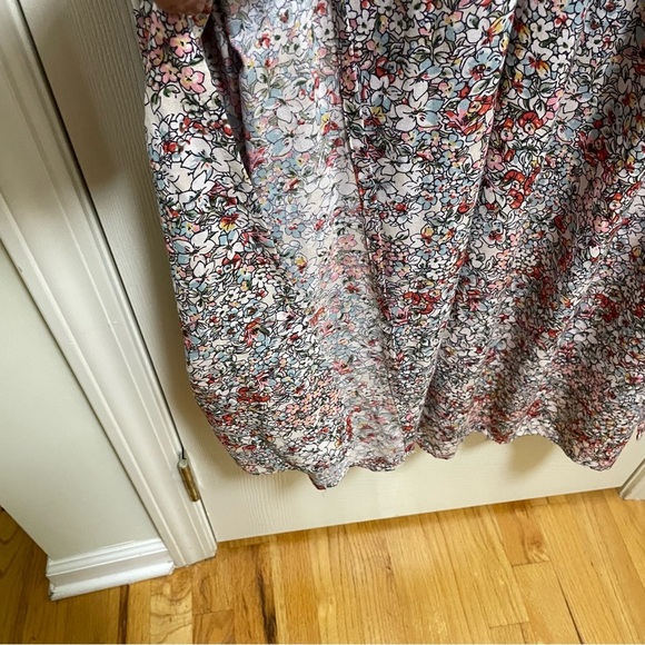 Sky and Sand Floral Lace Trim Tie Waist Puff Sleeve Long Maxi Dress Plus 2X - Picture 8 of 10